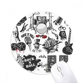 Dıythinker Müzik Aletleri Kombinasyon İllüstrasyon Desen Baskılı Yuvarlak Kaymaz Kauçuk Mouse Pad