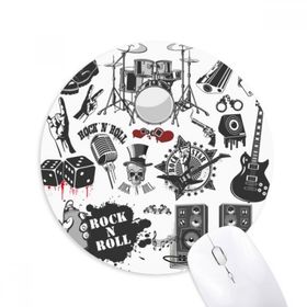 Dıythinker Müzik Aletleri Kombinasyon İllüstrasyon Desen Baskılı Yuvarlak Kaymaz Kauçuk Mouse Pad