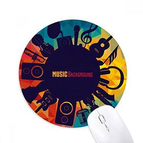 Dıythinker Müzik Enstrümanları Çılgın Mavi İllüstrasyon Baskılı Yuvarlak Kaymaz Kauçuk Mouse Pad