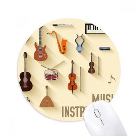 Dıythinker Müzik Enstrümanları Kombinasyon Desen Baskılı Yuvarlak Kaymaz Kauçuk Mouse Pad