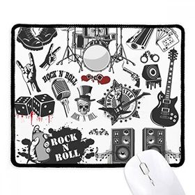 Dıythinker Müzik Enstrümanları Kombinasyon İllüstrasyon Desen Kaymaz Siyah Başlıklı Kenarlar Mouse Pad