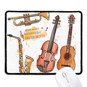 Dıythinker Müzik Gitar Enstrümanları Suluboya Desenli Kaymaz Siyah Başlıklı Kenarlar Mouse Pad