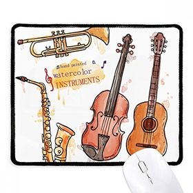 Dıythinker Müzik Gitar Enstrümanları Suluboya Desenli Kaymaz Siyah Başlıklı Kenarlar Mouse Pad