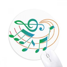 Dıythinker Müzik Notasyonu Yeşil Turuncu Desen Baskılı Yuvarlak Kaymaz Kauçuk Mouse Pad