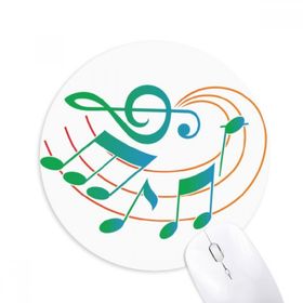 Dıythinker Müzik Notasyonu Yeşil Turuncu Desen Baskılı Yuvarlak Kaymaz Kauçuk Mouse Pad