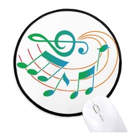 Dıythinker Müzik Notasyonu Yeşil Turuncu Desen Yuvarlak Kaymaz Mousepadler Siyah Titched Kenarları Oyun Ofis Hediye