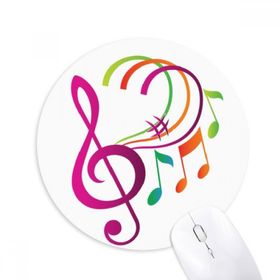 Dıythinker Müzik Notasyonu Yeşil Turuncu Pembe Baskılı Yuvarlak Kaymaz Kauçuk Mouse Pad