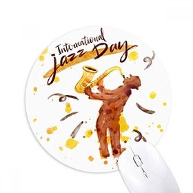 Dıythinker Müzik Saks Aletleri Suluboya Desenli Baskılı Yuvarlak Kaymaz Kauçuk Mouse Pad