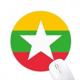 Dıythinker Myanmar Ulusal Bayrağı Asya Ülke Baskılı Yuvarlak Kaymaz Kauçuk Mouse Pad