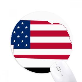 Dıythinker Nebraska ABD Haritası Yıldızlar Çizgili Bayrak Şekli Baskılı Yuvarlak Kaymaz Kauçuk Mouse Pad