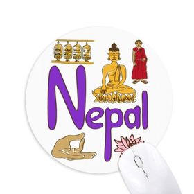 Dıythinker Nepal Ulusal Simge Simgesi Desenli Baskılı Yuvarlak Kaymaz Kauçuk Mouse Pad