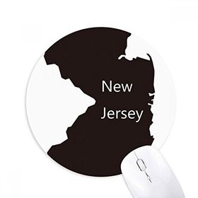 Dıythinker New Jersey ABD Haritası Silüeti Baskılı Yuvarlak Kaymaz Kauçuk Mouse Pad