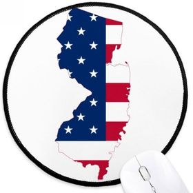Dıythinker New Jersey ABD Haritası Yıldız Çizgili Bayrak Şekli Yuvarlak Kaymaz Mouse Pad