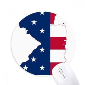 Dıythinker New Jersey ABD Haritası Yıldızlar Çizgili Bayrak Şekilli Baskılı Yuvarlak Kaymaz Kauçuk Mouse Pad
