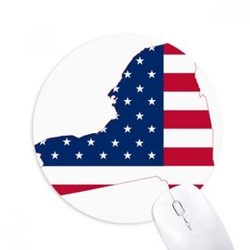 Dıythinker New York ABD Haritası Yıldızlar Çizgili Bayrak Şekilli Baskılı Yuvarlak Kaymaz Kauçuk Mouse Pad