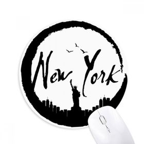 Dıythinker New York ABD Özgürlük Silueti Baskılı Yuvarlak Kaymaz Kauçuk Mouse Pad