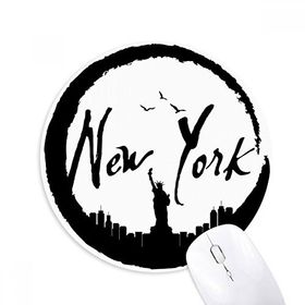 Dıythinker New York ABD Özgürlük Silueti Baskılı Yuvarlak Kaymaz Kauçuk Mouse Pad