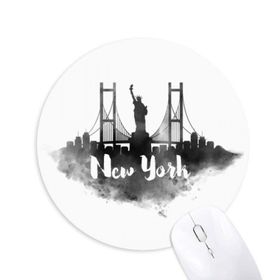 Dıythinker New York Amerika LandMark Mürekkep Şehir Boyama Baskılı Yuvarlak Kaymaz Kauçuk Mouse Pad