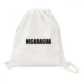 Dıythinker Nicaragua Ülke Adı Siyah Kanvas İpli Sırt Çantası