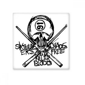 Dıythinker No 16 Ninja Siyah İskelet Katil Kılıç İllüstrasyon Desenli 10x10 cm Seramik Karo