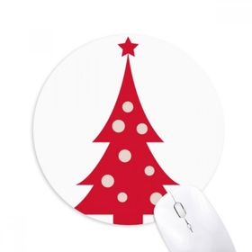 Dıythinker Noel Ağacı Kırmızı Festival Baskılı Yuvarlak Kaymaz Kauçuk Mouse Pad