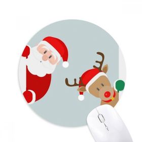 Dıythinker Noel Baba Elk Peep Baskılı Yuvarlak Kaymaz Kauçuk Mouse Pad