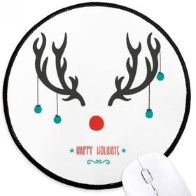 Dıythinker Noel Boynuzu Tatil Desen Yuvarlak Kaymaz Mouse Pad
