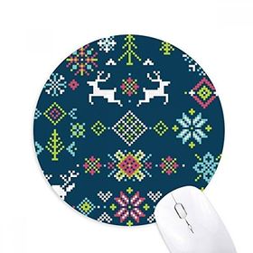 Dıythinker Noel Çiçeği Geyik Kar Pikseli Baskılı Yuvarlak Kaymaz Kauçuk Mouse Pad