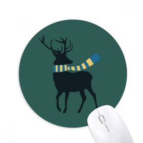 Dıythinker Noel Geyiği Eşarp Festival Desenli Baskılı Yuvarlak Kaymaz Kauçuk Mouse Pad