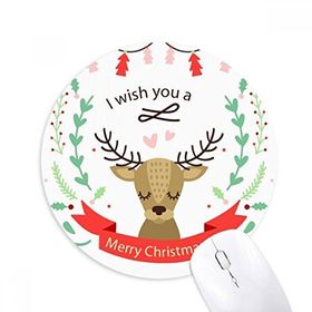 Dıythinker Noel Geyiği Festival Desenli Baskılı Yuvarlak Kaymaz Kauçuk Mouse Pad