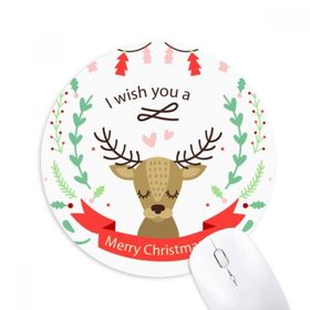 Dıythinker Noel Geyiği Festival Desenli Baskılı Yuvarlak Kaymaz Kauçuk Mouse Pad