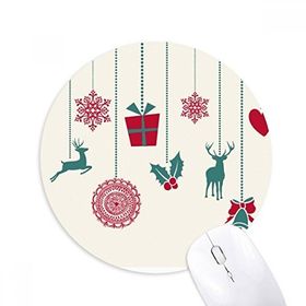 Dıythinker Noel Geyiği Kar Tanesi Kalp Festival Baskılı Yuvarlak Kaymaz Kauçuk Mouse Pad
