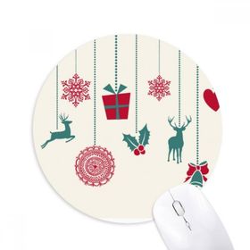 Dıythinker Noel Geyiği Kar Tanesi Kalp Festival Baskılı Yuvarlak Kaymaz Kauçuk Mouse Pad