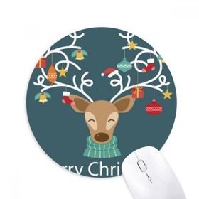 Dıythinker Noel Geyiğisi Koltuk değneği Çan Festivali Desen Baskılı Yuvarlak Kaymaz Kauçuk Mouse Pad