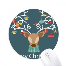 Dıythinker Noel Geyiğisi Koltuk değneği Çan Festivali Desen Baskılı Yuvarlak Kaymaz Kauçuk Mouse Pad