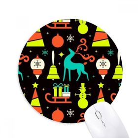 Dıythinker Noel Geyik Çan Kızağı Festival Baskılı Yuvarlak Kaymaz Kauçuk Mouse Pad