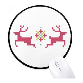 Dıythinker Noel Geyik Kar Piksel Yuvarlak Kaymaz Mouse Pad