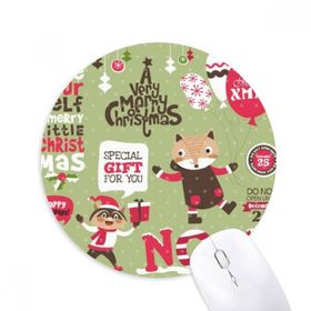 Dıythinker Noel Hayvan Mutlu Noeller Festival Baskılı Yuvarlak Kaymaz Kauçuk Mouse Pad