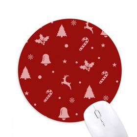 Dıythinker Noel Kar Tanesi Geyik Koltuk Değneği Çan Baskılı Yuvarlak Kaymaz Kauçuk Mouse Pad