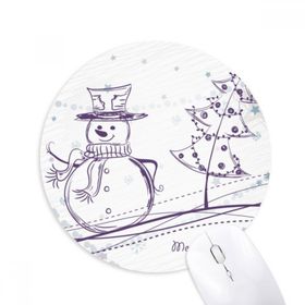 Dıythinker Noel Kardan Adam Kar Tanesi Ağaç Çizimi Baskılı Yuvarlak Kaymaz Kauçuk Mouse Pad