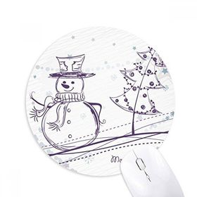 Dıythinker Noel Kardan Adam Kar Tanesi Ağaç Çizimi Baskılı Yuvarlak Kaymaz Kauçuk Mouse Pad