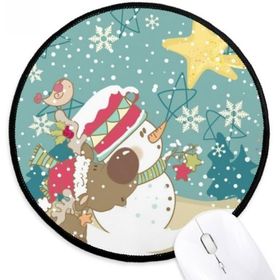 Dıythinker Noel Kardan Adam Kar Tanesi Köpek Festivali Yuvarlak Kaymaz Mouse Pad
