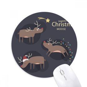 Dıythinker Noel Ren Geyiği Geyiği Geyiği Geyiği Baskılı Yuvarlak Kaymaz Kauçuk Mouse Pad
