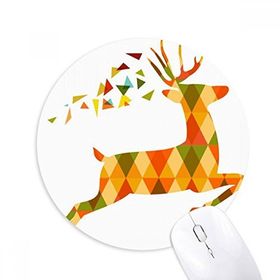 Dıythinker Noel Renkli Elk Kafes Festival Baskılı Yuvarlak Kaymaz Kauçuk Mouse Pad