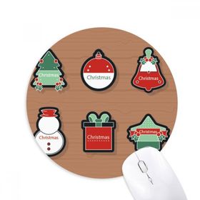 Dıythinker Noel Sembolü Noel Çizgi Film Simgesi Baskılı Yuvarlak Kaymaz Kauçuk Mouse Pad