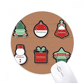 Dıythinker Noel Sembolü Noel Çizgi Film Simgesi Baskılı Yuvarlak Kaymaz Kauçuk Mouse Pad