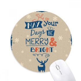 Dıythinker Noel Tatili Geyik Kar Baskılı Yuvarlak Kaymaz Kauçuk Mouse Pad