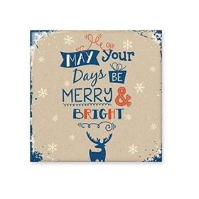Dıythinker Noel Tatili Geyik Kar Seramik 10x10 cm Seramik Karo
