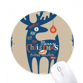 Dıythinker Noel Tatili Mavi Geyik Baskılı Yuvarlak Kaymaz Kauçuk Mouse Pad