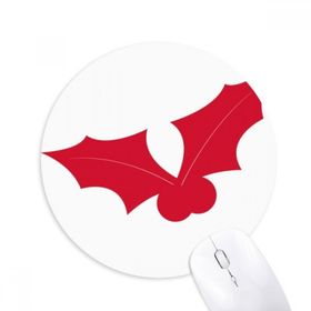 Dıythinker Noel Yaprağı Kırmızı Festival Baskılı Yuvarlak Kaymaz Kauçuk Mouse Pad